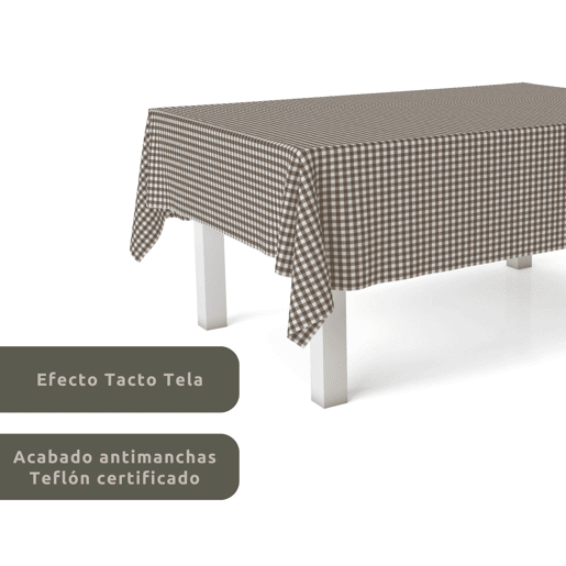 Toalha de mesa Vichy Marrom Teflon Pronta 300x140cm Donegal Collections