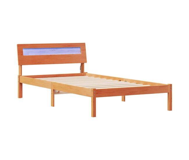 Estructura de cama simple para adultos con cabecera - marrón cera 80 x 200 cm