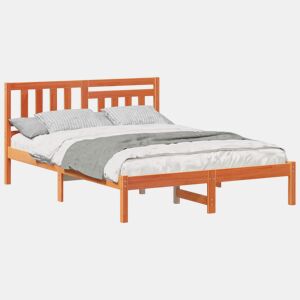 Estrutura de cama de casal simple com cabeceira - Marrom Cera 120 x 190 cm