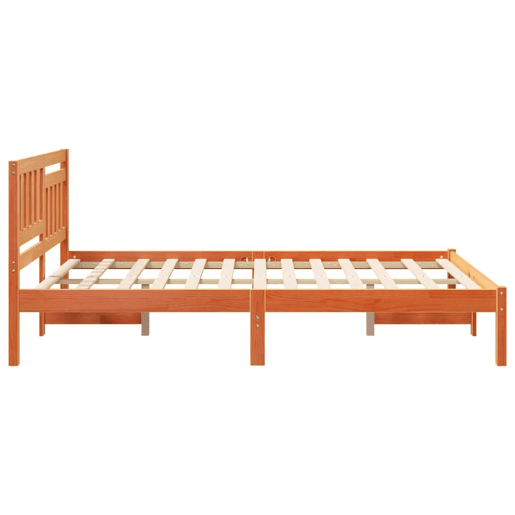 Estrutura de cama de casal simple com cabeceira - Marrom Cera 120 x 190 cm