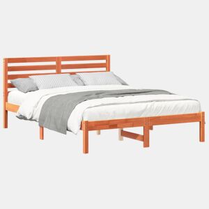 Estrutura de cama de casal simple com cabeceira - Marrom Cera 120 x 190 cm