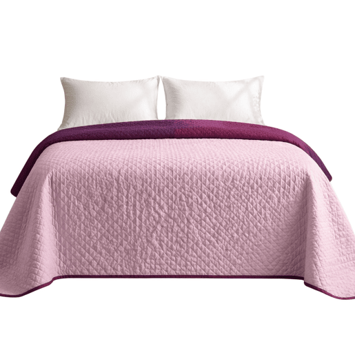 Colcha Reversível Bicolor SalmãoBeringela Cama 90cm Donegal Collections