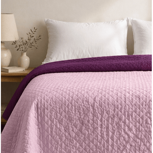 Colcha Reversível Bicolor SalmãoBeringela Cama 90cm Donegal Collections
