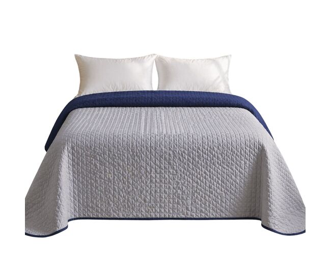 Colcha bicolor reversible azul/gris cama 105cm donegal collections