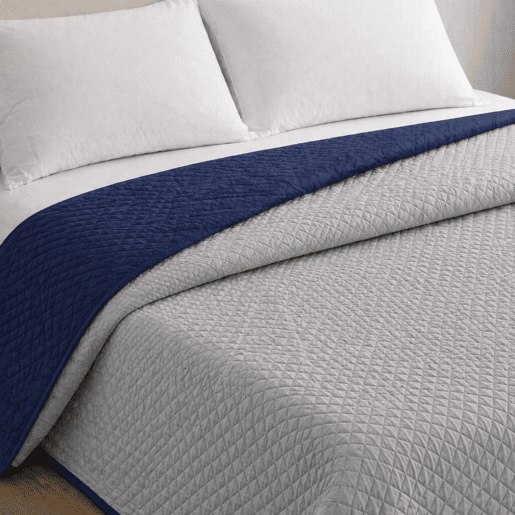 Colcha Reversível Bicolor AzulCinza Cama 105cm Donegal Collections