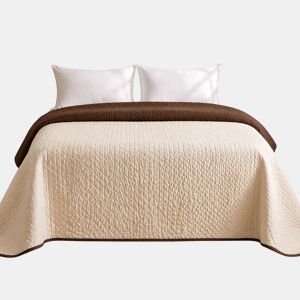 Colcha Reversível Bicolor BegeMarrom Cama 90cm Donegal Collections