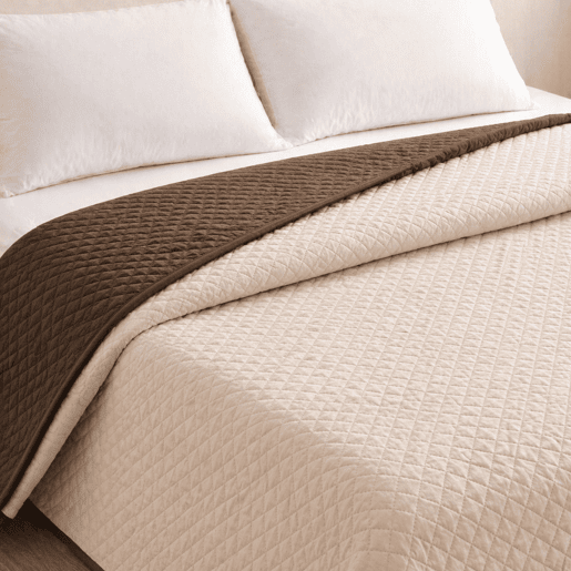Colcha Reversível Bicolor BegeMarrom Cama 90cm Donegal Collections