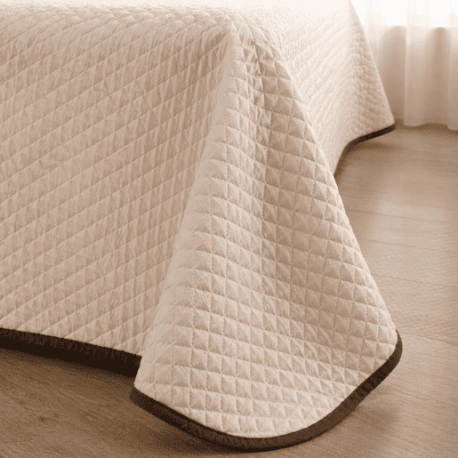 Colcha Reversível Bicolor BegeMarrom Cama 90cm Donegal Collections