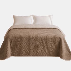 Colcha Reversível Bicolor CouroLinho Cama 180cm Donegal Collections