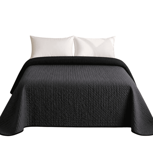 Colcha ReversÃvel Bicolor AntracitePreto Cama 90cm Donegal Collections Colcha ReversÃvel Bicolor AntracitePreto Cama 90cm Donegal Collections