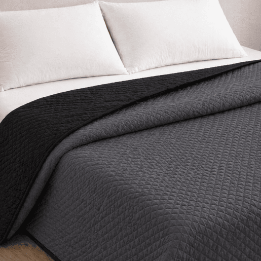 Colcha ReversÃvel Bicolor AntracitePreto Cama 90cm Donegal Collections Colcha ReversÃvel Bicolor AntracitePreto Cama 90cm Donegal Collections