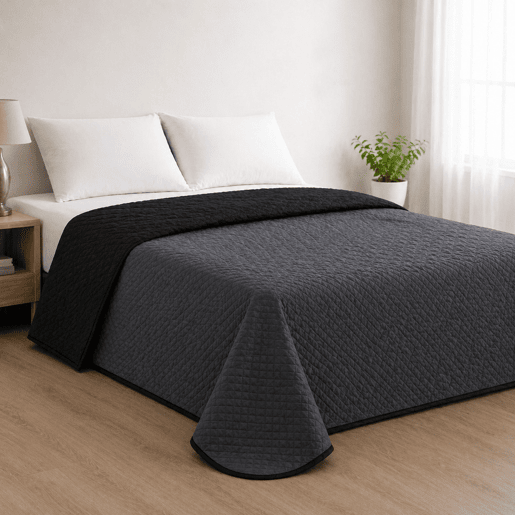 Colcha ReversÃvel Bicolor AntracitePreto Cama 90cm Donegal Collections Colcha ReversÃvel Bicolor AntracitePreto Cama 90cm Donegal Collections