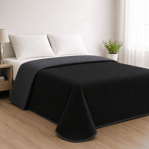Colcha ReversÃvel Bicolor AntracitePreto Cama 90cm Donegal Collections Colcha ReversÃvel Bicolor AntracitePreto Cama 90cm Donegal Collections