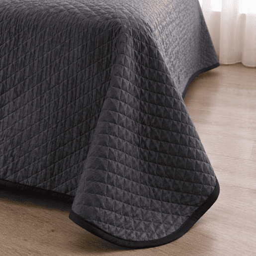 Colcha ReversÃvel Bicolor AntracitePreto Cama 90cm Donegal Collections Colcha ReversÃvel Bicolor AntracitePreto Cama 90cm Donegal Collections