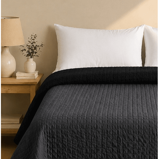 Colcha ReversÃvel Bicolor AntracitePreto Cama 90cm Donegal Collections Colcha ReversÃvel Bicolor AntracitePreto Cama 90cm Donegal Collections