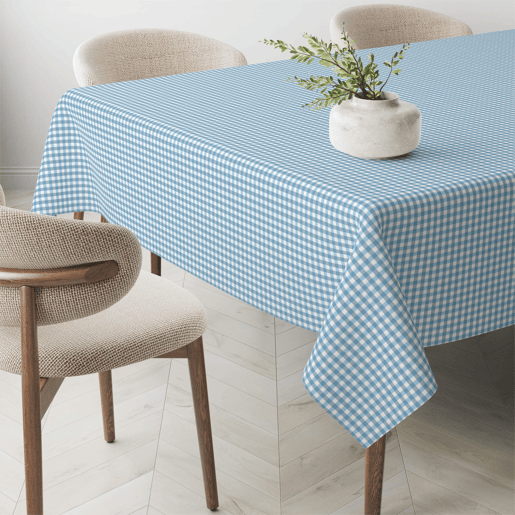 Toalha de mesa Vichy Pequena Azul Teflon Pronta 140x140cm Donegal Collections