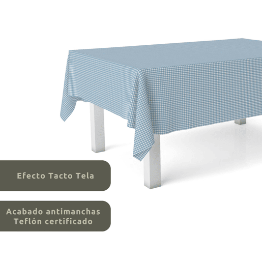 Toalha de mesa Vichy Pequena Azul Teflon Pronta 240x140cm Donegal Collections