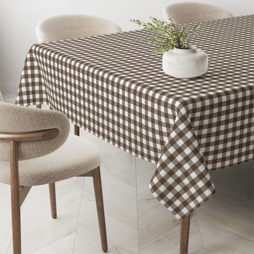 Toalha de mesa Vichy Marrom Teflon Pronta 140x140cm Donegal Collections