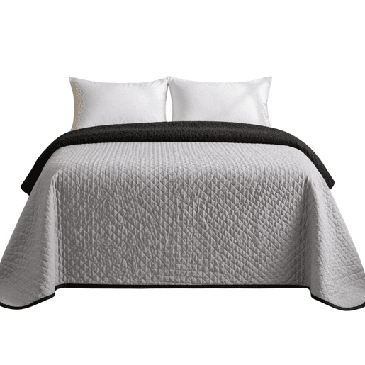 Colcha Reversível Bicolor CinzaPreto Cama 90cm Donegal Collections