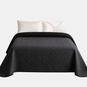 Colcha Reversível Bicolor AntracitePreto Cama 150cm Donegal Collections