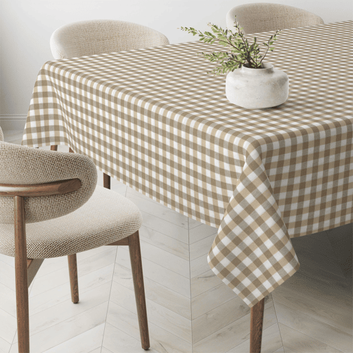 Toalha de mesa Vichy Taupe Teflon Pronta 140x140cm Donegal Collections