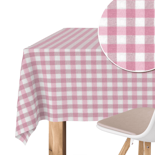 Toalha de mesa Vichy Rosa Teflon Pronta 240x140cm Donegal Collections