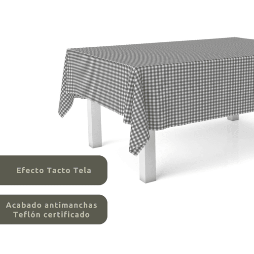 Toalha de mesa Vichy Cinza Oscuro Teflon Pronta 180x140cm Donegal Collections