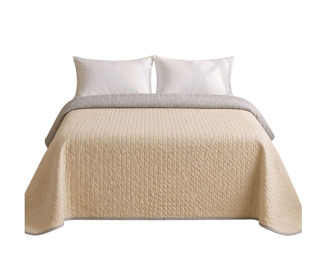 Colcha bicolor reversible beige/lino cama 180cm donegal collections