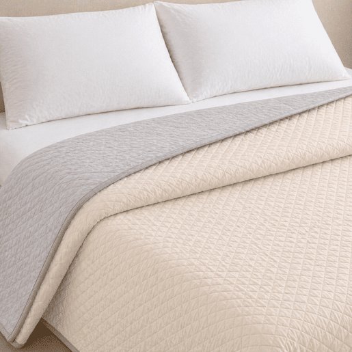 Colcha Reversível Bicolor BegeLinho Cama 180cm Donegal Collections