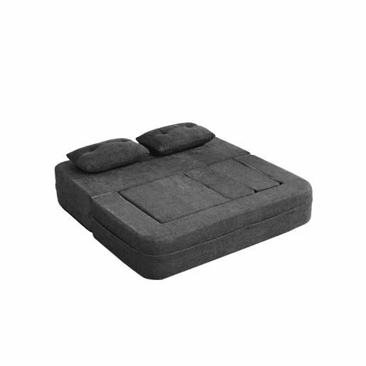 Sofá modular Nube - sofá-cama dobrável sem montagem, cama para hóspedes e sofá de chão convertível com bolsos laterais nos braços para telemóvel e comando - cinzento escuro
