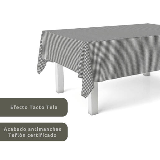 Toalha de mesa Vichy Pequena Cinza Oscuro Teflon Pronta 140x140cm Donegal Collections