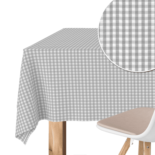 Toalha de mesa Vichy Pequena Cinza Claro Teflon Pronta 220x140cm Donegal Collections