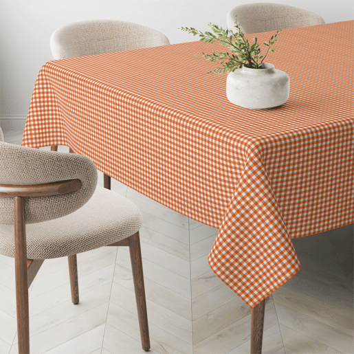 Toalha de mesa Vichy Pequena Naranja Teflon Pronta 260x140cm Donegal Collections