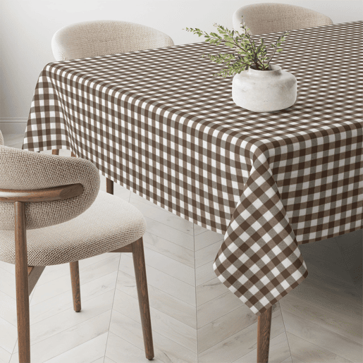 Toalha de mesa Vichy Marrom Teflon Pronta 240x140cm Donegal Collections