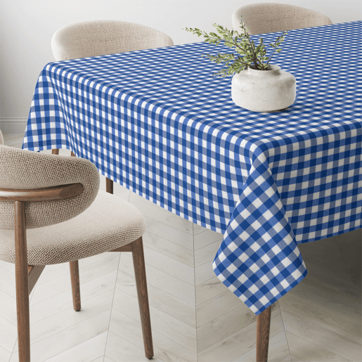 Toalha de mesa Vichy Azul Royal Teflon Pronta 260x140cm Donegal Collections