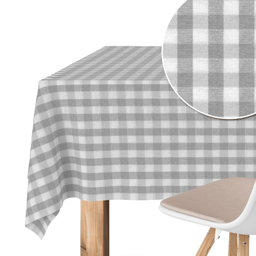 Toalha de mesa Vichy Cinza Claro Teflon Pronta 250x140cm Donegal Collections