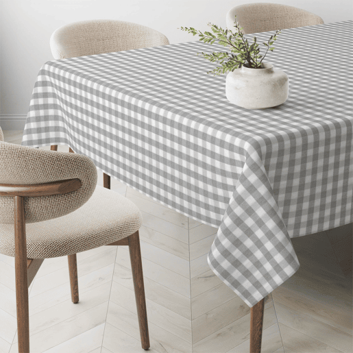 Toalha de mesa Vichy Cinza Claro Teflon Pronta 260x140cm Donegal Collections