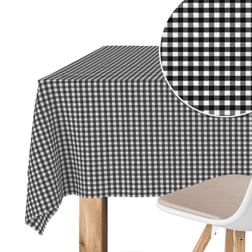 Toalha de mesa Vichy Pequena Preto Teflon Pronta 260x140cm Donegal Collections