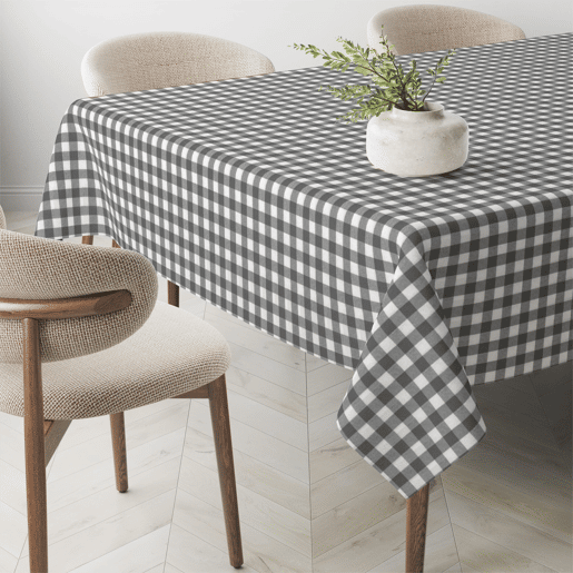 Toalha de mesa Vichy Cinza Oscuro Teflon Pronta 220x140cm Donegal Collections