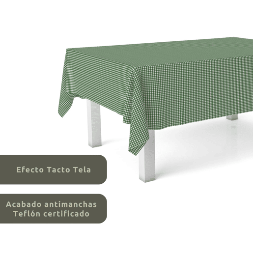 Toalha de mesa Vichy Pequena Verde Botella Teflon Pronta 200x140cm Donegal Collections