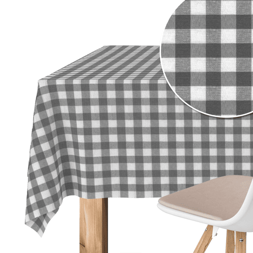Toalha de mesa Vichy Cinza Oscuro Teflon Pronta 250x140cm Donegal Collections