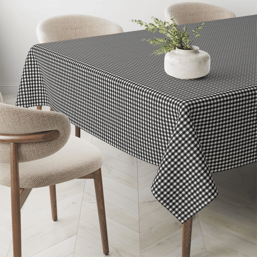 Toalha de mesa Vichy Pequena Preto Teflon Pronta 300x140cm Donegal Collections