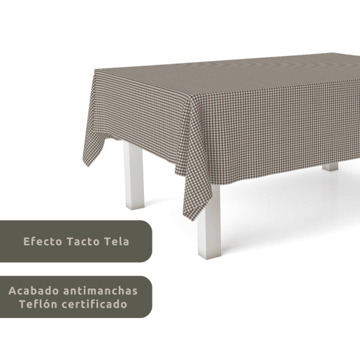 Toalha de mesa Vichy Pequena Marrom Teflon Pronta 260x140cm Donegal Collections
