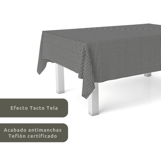 Toalha de mesa Vichy Pequena Preto Teflon Pronta 180x140cm Donegal Collections