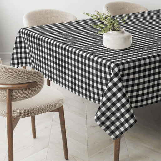 Toalha de mesa Vichy Preto Teflon Pronta 220x140cm Donegal Collections