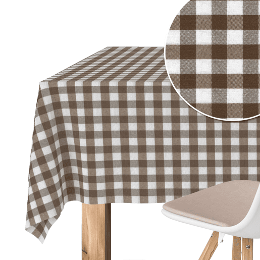 Toalha de mesa Vichy Marrom Teflon Pronta 260x140cm Donegal Collections