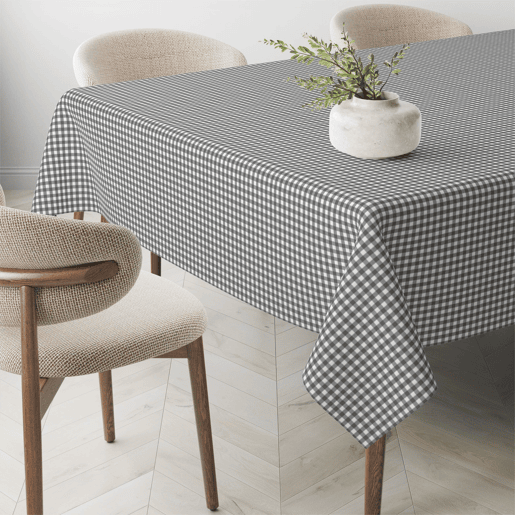 Toalha de mesa Vichy Pequena Cinza Oscuro Teflon Pronta 250x140cm Donegal Collections
