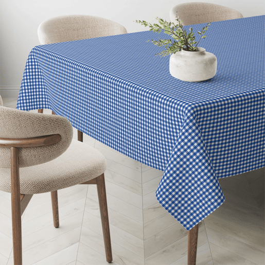 Toalha de mesa Vichy Pequena Azul Royal Teflon Pronta 300x140cm Donegal Collections