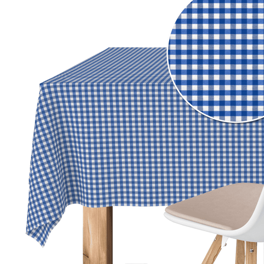 Toalha de mesa Vichy Pequena Azul Royal Teflon Pronta 300x140cm Donegal Collections