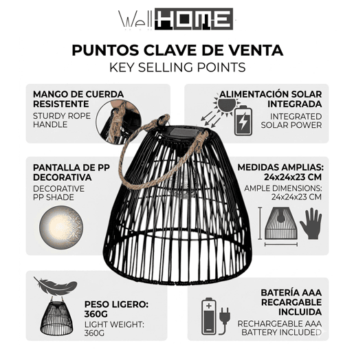 Lanterna solar grande Well Home Lanterna solar grande Well Home